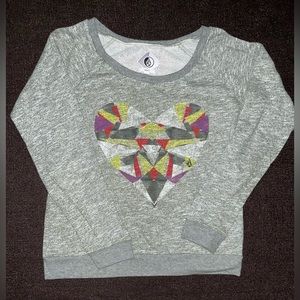 Volcom Womens Pullover Graphic Heart Sweater Size Medium